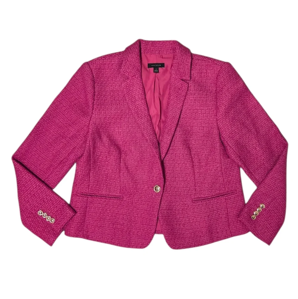 Ann Taylor Pink Tweed Blazer - Picture 1 of 9